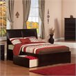 Leo & Lacey Full Wood Platform Bed with Footboard & Storage Drawers in Espresso