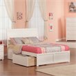 Leo & Lacey Full Wood Platform Bed with Footboard and Storage Drawers in White