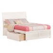 Leo & Lacey Full Wood Platform Bed with Footboard and Storage Drawers in White