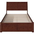 Leo & Lacey Full Wood Platform Bed with Footboard and Storage Drawers in Walnut