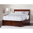 Leo & Lacey Full Wood Platform Bed with Footboard and Storage Drawers in Walnut