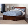 Leo & Lacey Full Wood Platform Bed with Footboard and Storage Drawers in Walnut