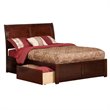 Leo & Lacey Full Wood Platform Bed with Footboard and Storage Drawers in Walnut