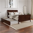 Leo & Lacey Full Platform Bed with Matching Footboard & Twin Trundle in Walnut