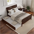 Leo & Lacey Full Platform Bed with Matching Footboard & Twin Trundle in Walnut