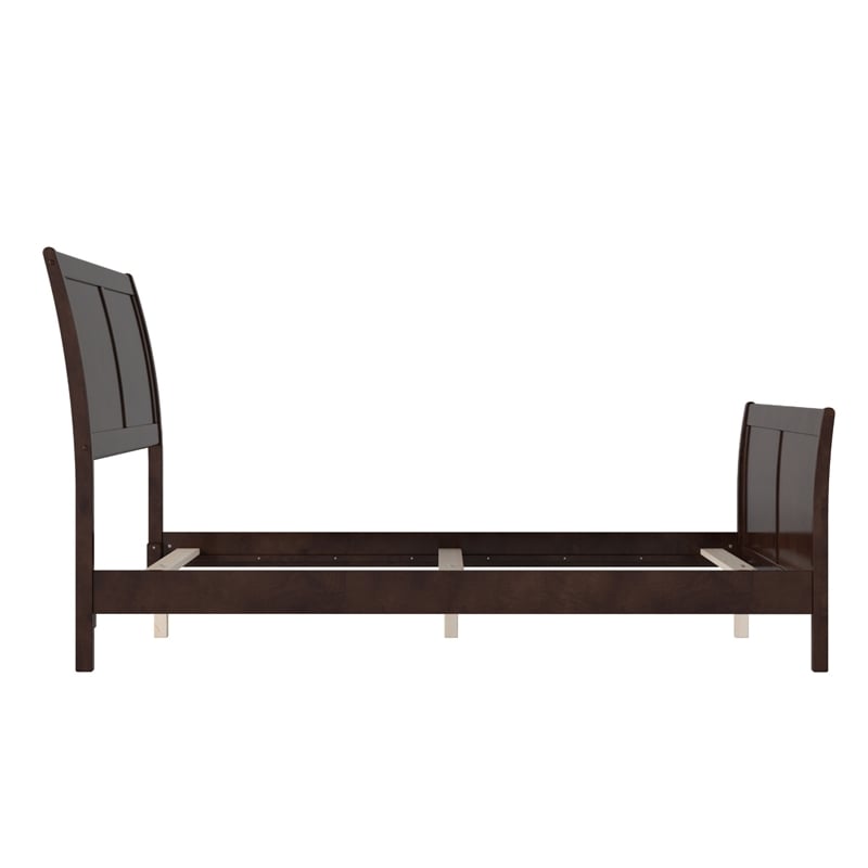 Leo & Lacey Full Wood Foundation Bed Frame with Matching Footboard Espresso