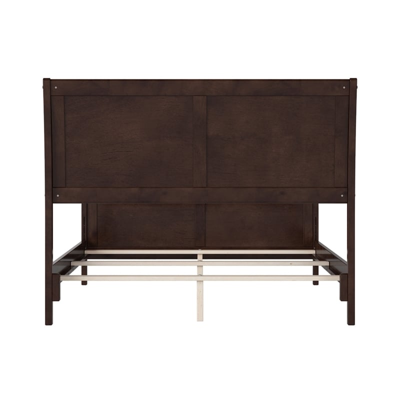 Leo & Lacey Full Wood Foundation Bed Frame with Matching Footboard Espresso