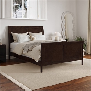Leo & Lacey Full Wood Foundation Bed Frame with Matching Footboard Espresso