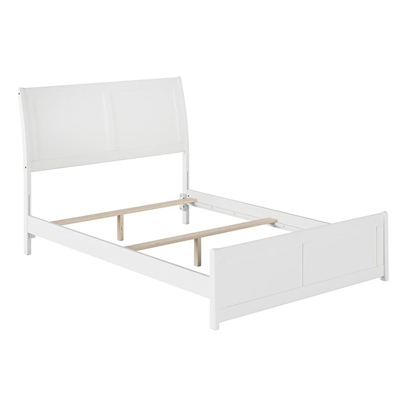 Leo & Lacey Full Wood Foundation Bed Frame with Matching Footboard White