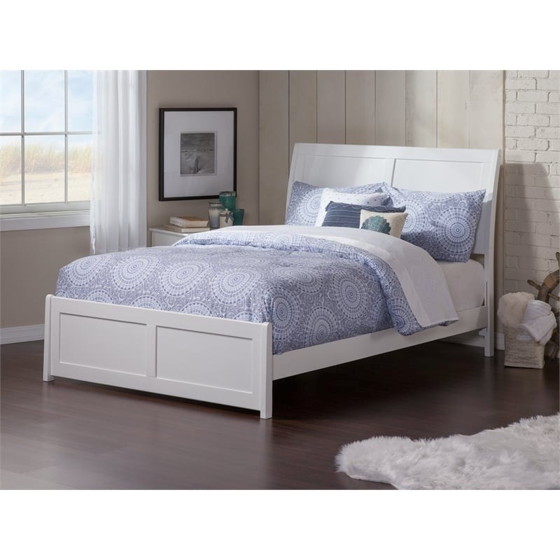 Leo & Lacey Full Wood Foundation Bed Frame with Matching Footboard White