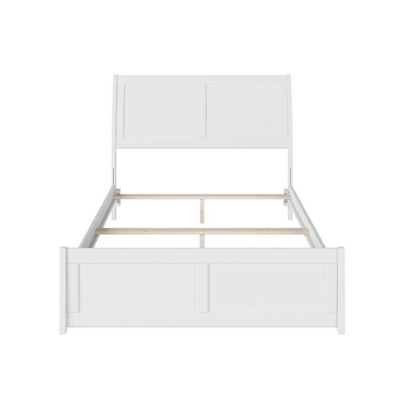 Leo & Lacey Full Wood Foundation Bed Frame with Matching Footboard White