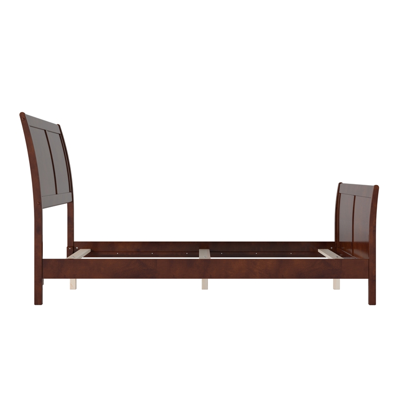 Leo & Lacey Full Wood Foundation Bed Frame with Matching Footboard Walnut
