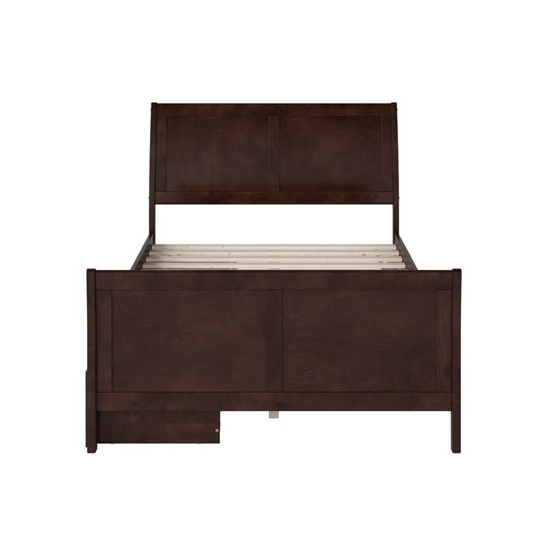 Leo & Lacey Full Storage Wood Platform Bed with Footboard in Espresso