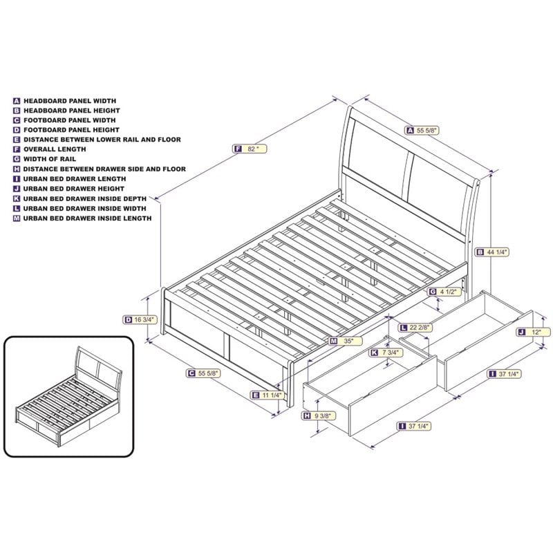 Leo & Lacey Full Storage Wood Platform Bed with Footboard in Espresso