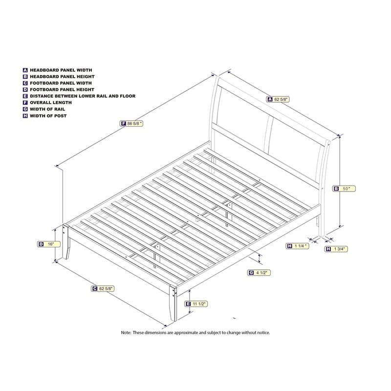 Leo & Lacey Contemporary Queen Solid Wood Platform Bed in Walnut