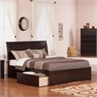 Leo & Lacey Queen Wood Platform Bed with Footboard & Storage Drawers in Espresso