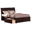 Leo & Lacey Queen Wood Platform Bed with Footboard & Storage Drawers in Espresso