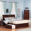 Leo & Lacey Queen Wood Platform Bed with Footboard & 2 Storage Drawers in Walnut