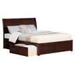 Leo & Lacey Queen Wood Platform Bed with Footboard & 2 Storage Drawers in Walnut