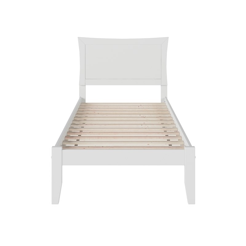 Leo & Lacey Solid Wood Twin XL Platform Bed with USB Charging Station in White