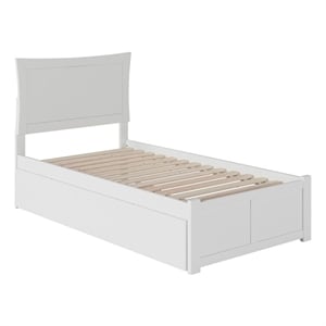 Leo & Lacey Solid Wood White Platform Bed Twin Trundle 44.25&quot