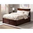 Leo & Lacey Transitional Solid Wood Full Platform Bed w/ Twin Trundle in Walnut