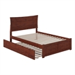Leo & Lacey Transitional Solid Wood Full Platform Bed w/ Twin Trundle in Walnut