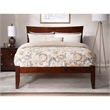 Leo & Lacey Solid Wood Queen Platform Bed with USB Charging Station in Walnut