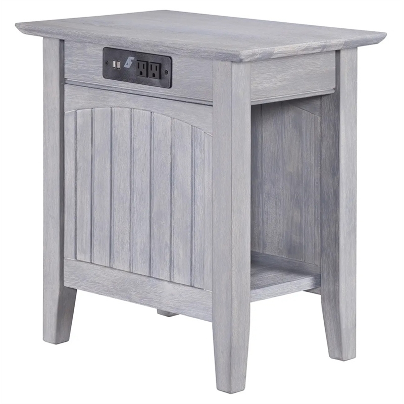 Leo & Lacey Chair Side Table with Charger Driftwood Grey