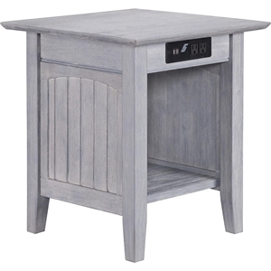 Leo & Lacey End Table with Charger in Driftwood Gray
