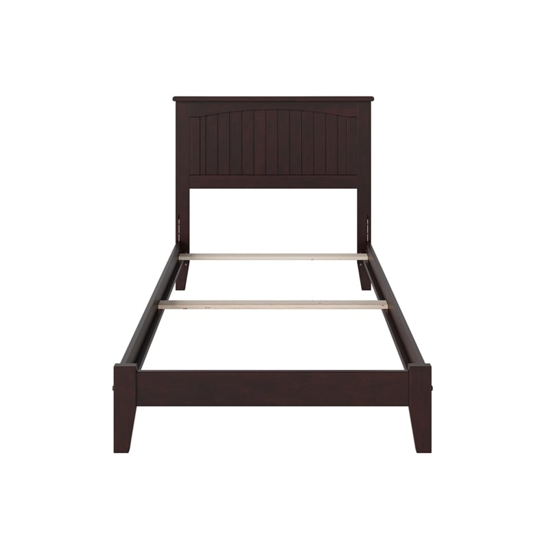 Leo & Lacey Contemporary Twin XL Solid Wood Foundation Bed in Espresso