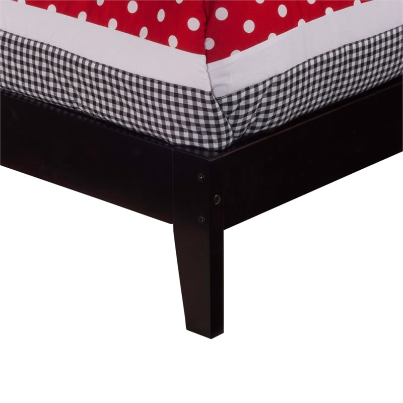 Leo & Lacey Contemporary Twin Solid Wood Foundation Bed in Espresso