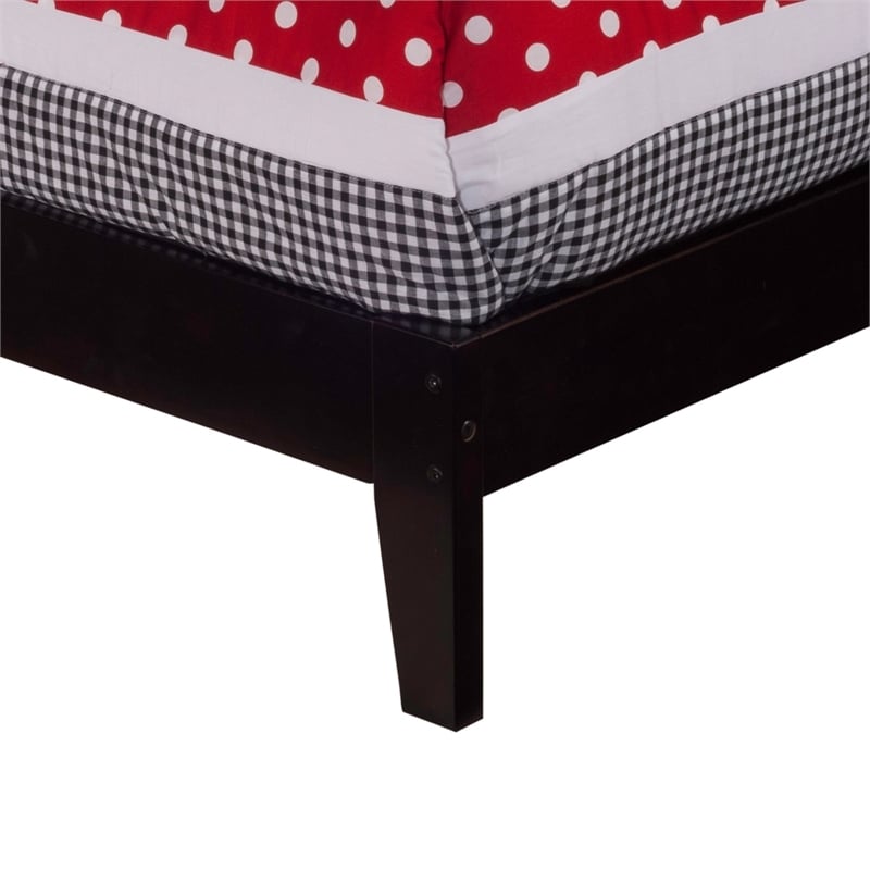 Leo & Lacey Contemporary Twin Solid Wood Foundation Bed in Espresso