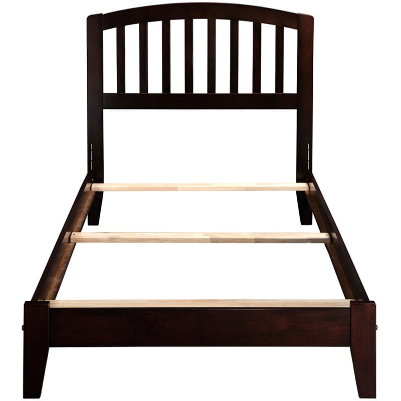Leo & Lacey Contemporary Twin XL Solid Wood Foundation Bed in Espresso
