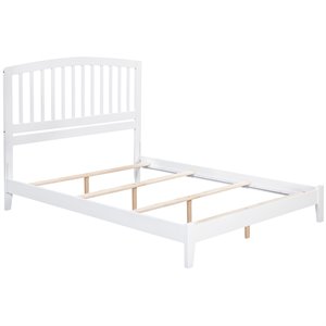 Leo & Lacey Contemporary Queen Solid Wood Foundation Bed in White
