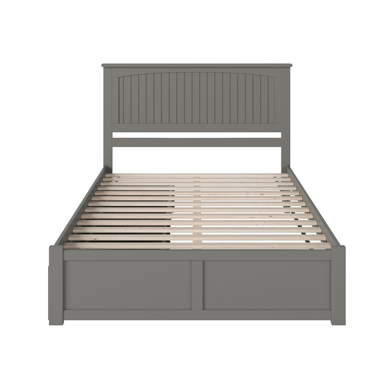 Leo & Lacey Twin XL Wood Platform Bed with Footboard and Storage Drawers in Grey