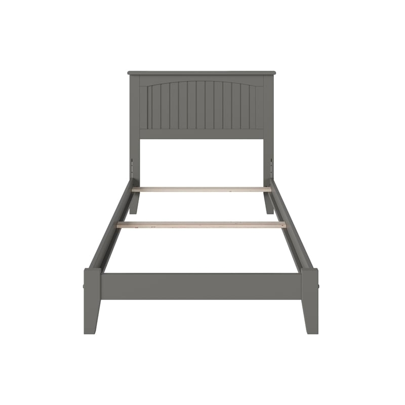 Leo & Lacey Contemporary Twin Solid Wood Foundation Bed in Grey