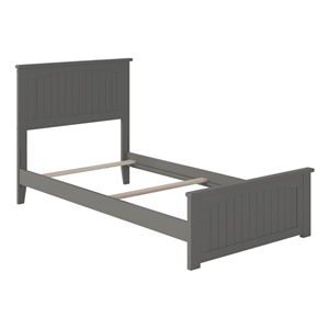 Leo & Lacey Twin Wood Foundation Bed with Matching Footboard in Grey