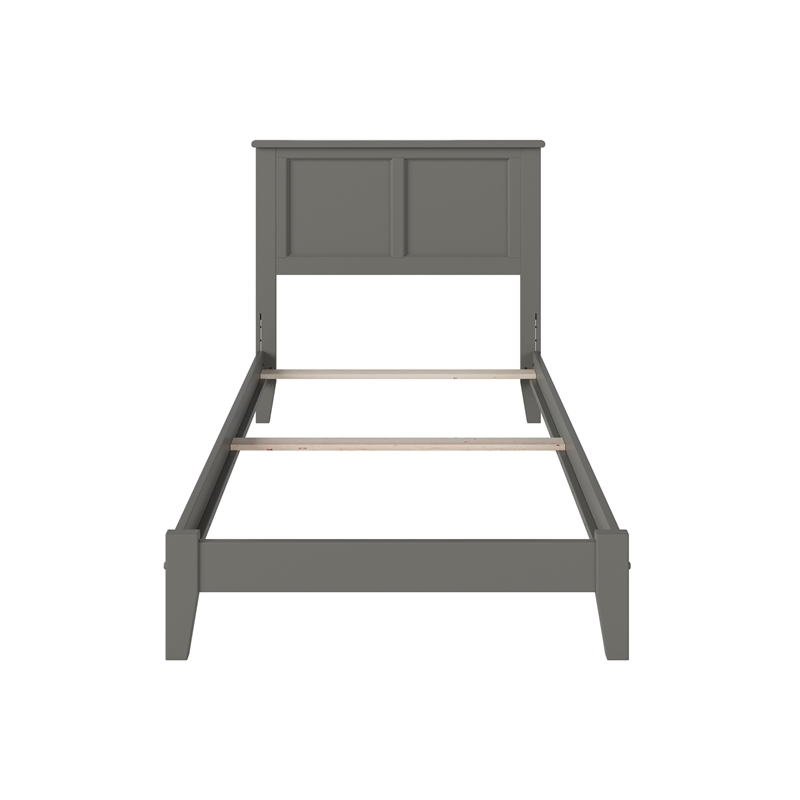 Leo & Lacey Contemporary Twin XL Solid Wood Foundation Bed in Grey