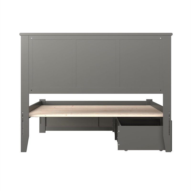 Leo & Lacey Twin XL Wood Platform Bed with Footboard and Storage Drawers in Grey