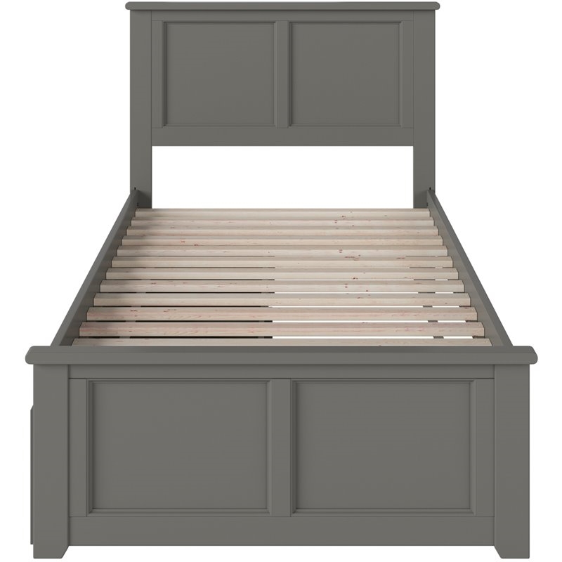Leo & Lacey Twin XL Platform Bed with Footboard & Storage Drawers in Grey