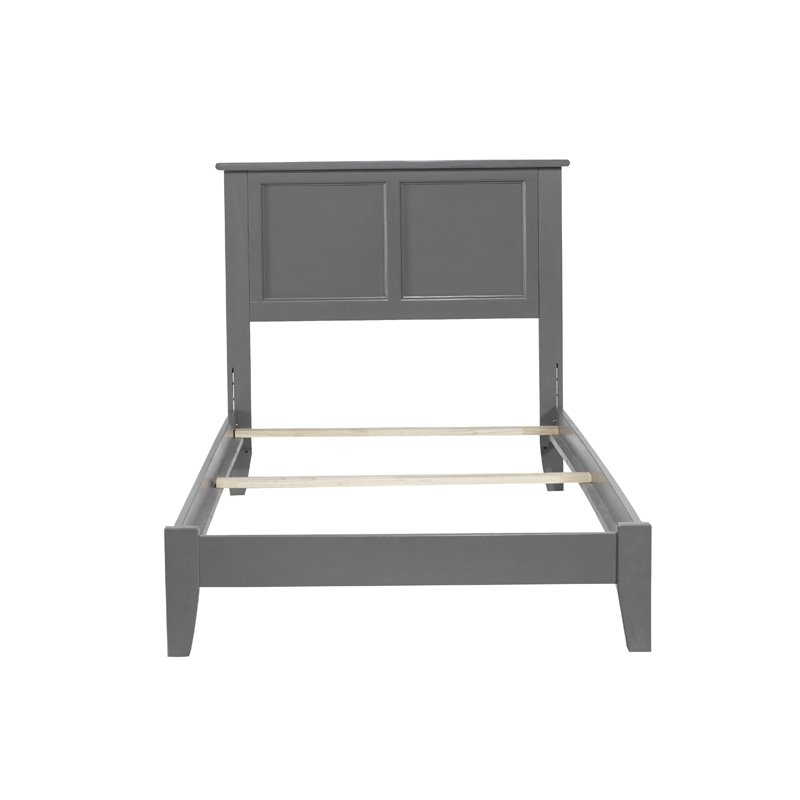 Leo & Lacey Contemporary Twin Solid Wood Foundation Bed in Grey