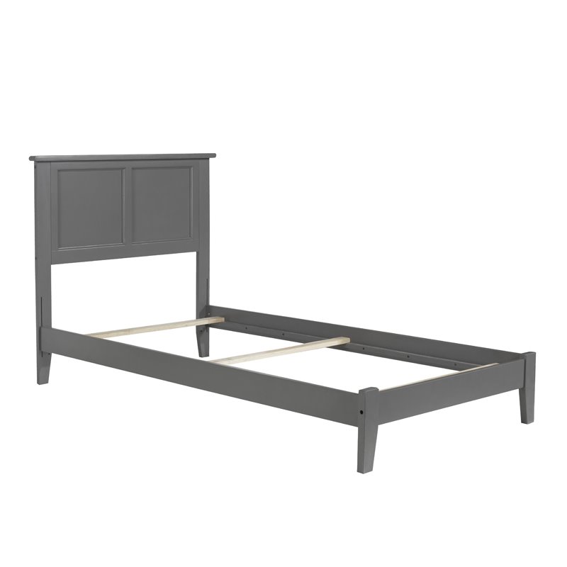Leo & Lacey Contemporary Twin Solid Wood Foundation Bed in Grey