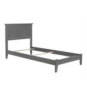 Leo & Lacey Contemporary Twin Solid Wood Foundation Bed in Grey