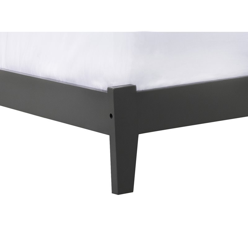 Leo & Lacey Contemporary Twin Solid Wood Foundation Bed in Grey