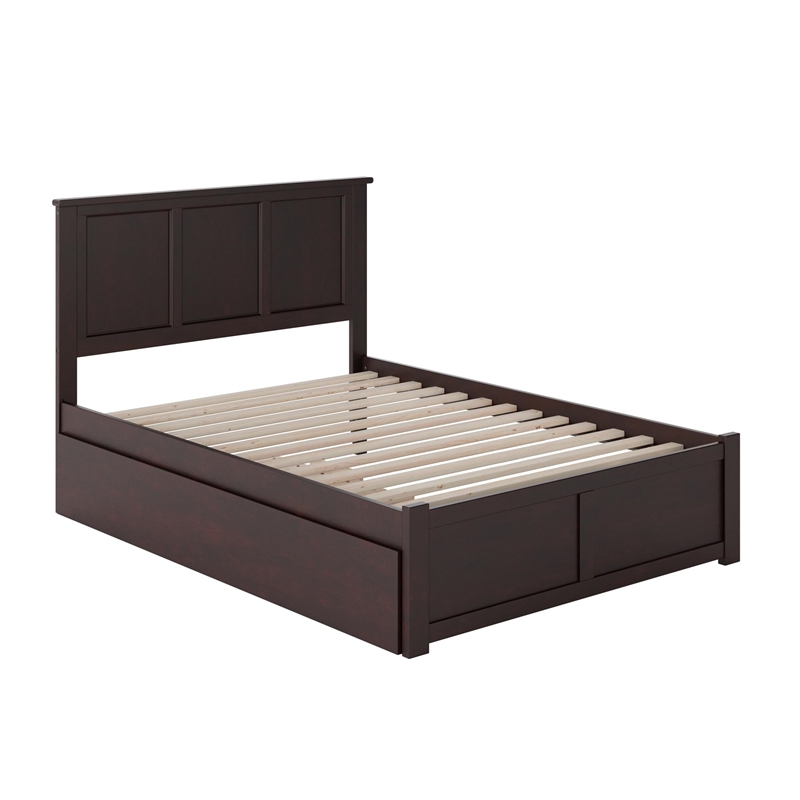 Leo & Lacey Twin Wood Platform Bed with Footboard and Twin Trundle in Grey