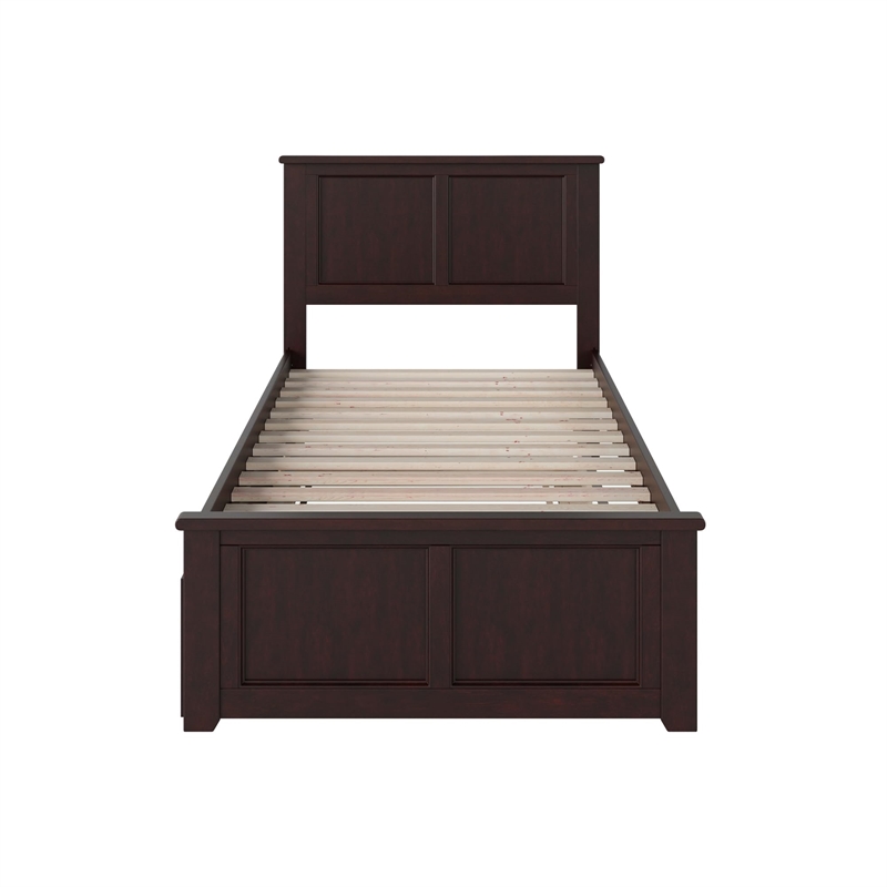 Leo & Lacey Twin Platform Bed with Matching Footboard & Twin Trundle in Grey