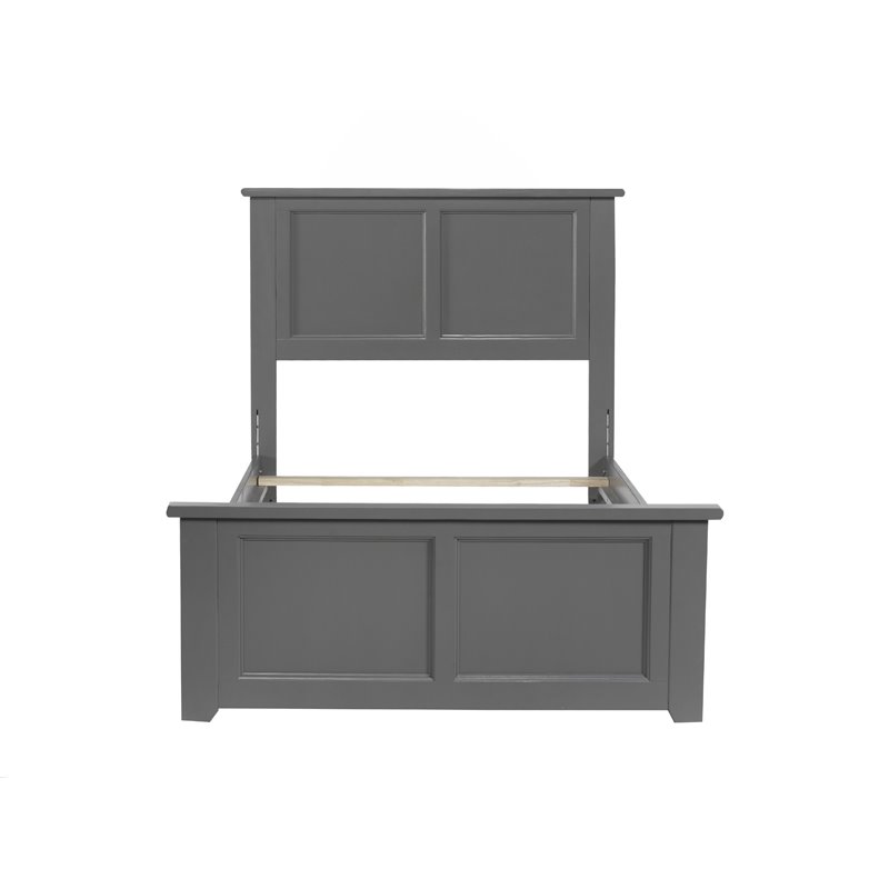 Leo & Lacey Twin Wood Foundation Bed with Matching Footboard in Grey