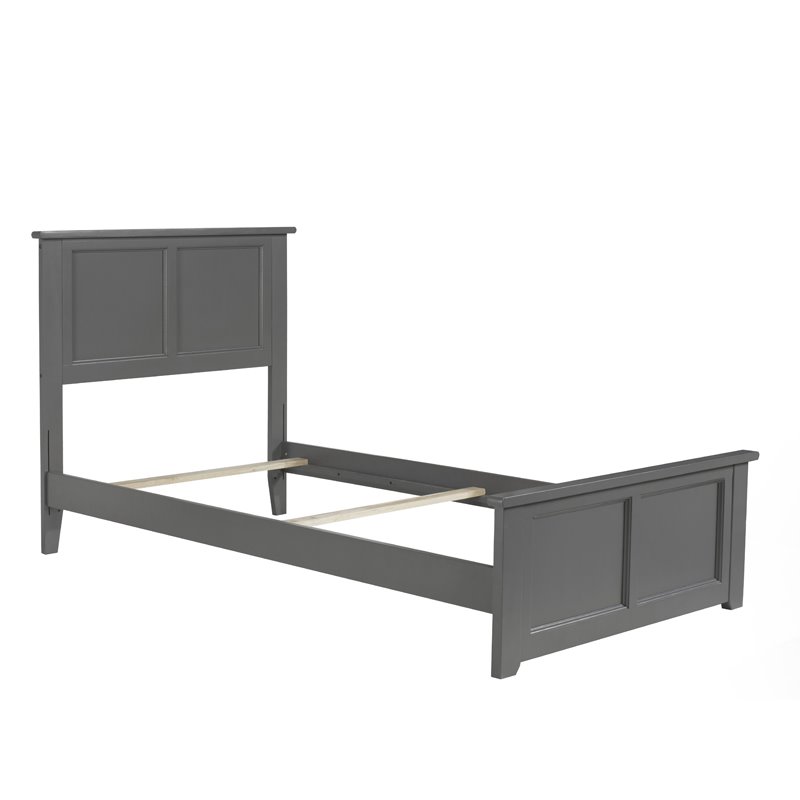 Leo & Lacey Twin Wood Foundation Bed with Matching Footboard in Grey