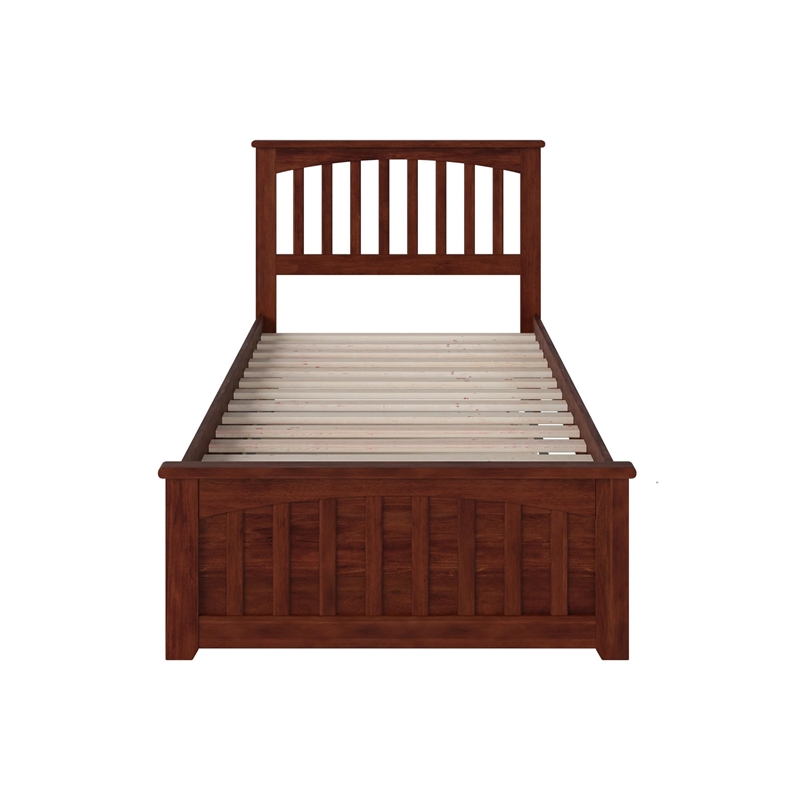 Leo & Lacey Twin Wood Platform Bed with Matching Footboard & Twin Trundle - Grey